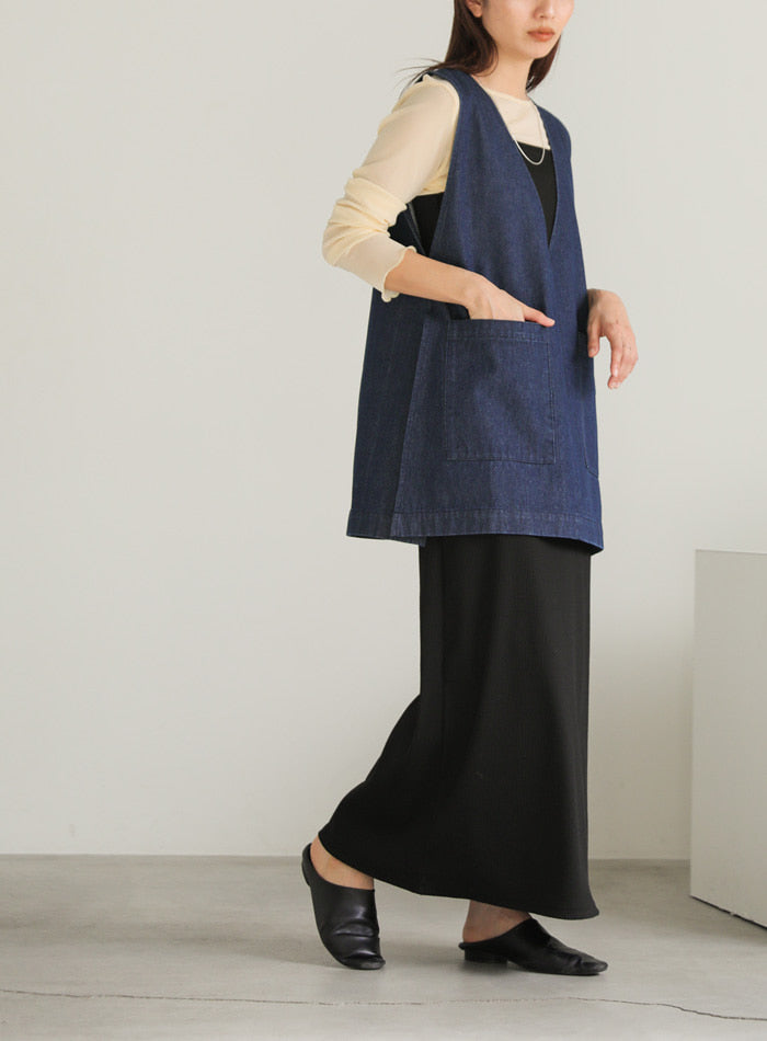 Vネックデニムベスト【SALE】