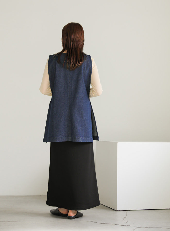 Vネックデニムベスト【SALE】