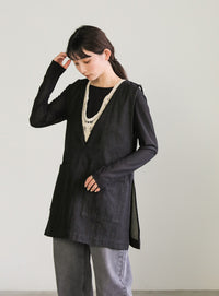 Vネックデニムベスト【SALE】