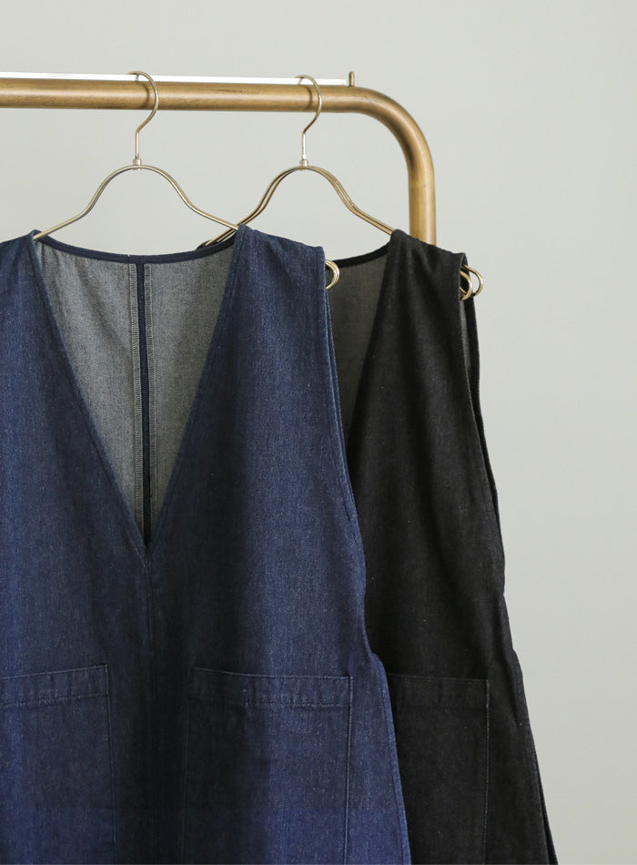 Vネックデニムベスト【SALE】