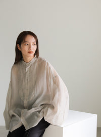 シアーポプリンブザム切替えBigシャツ