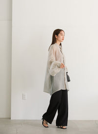 シアーポプリンブザム切替えBigシャツ