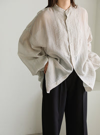 シアーポプリンブザム切替えBigシャツ