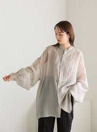 シアーポプリンブザム切替えBigシャツ