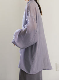 シアーポプリンブザム切替えBigシャツ