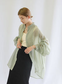 シアーポプリンブザム切替えBigシャツ