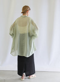 シアーポプリンブザム切替えBigシャツ