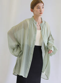 シアーポプリンブザム切替えBigシャツ