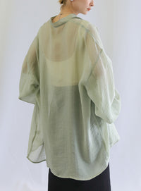 シアーポプリンブザム切替えBigシャツ