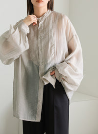 シアーポプリンブザム切替えBigシャツ