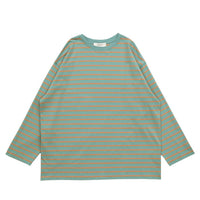 クルーネックマルチボーダーロングTシャツ【SALE】