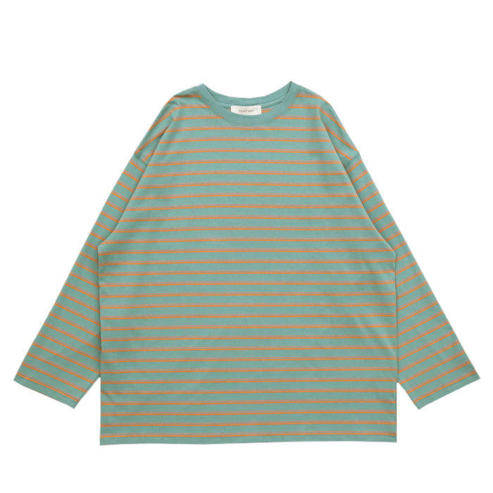 クルーネックマルチボーダーロングTシャツ【SALE】