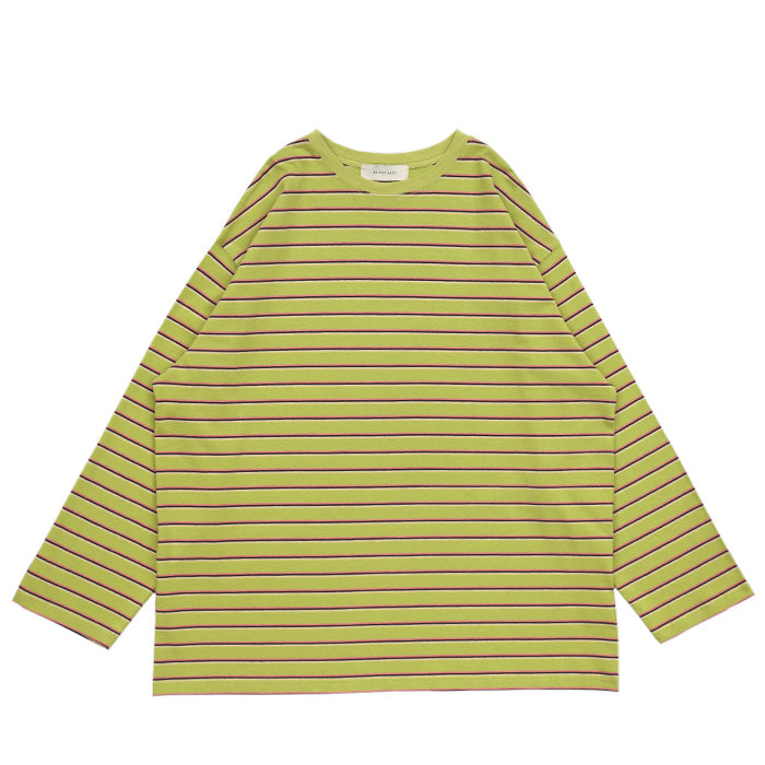 クルーネックマルチボーダーロングTシャツ【SALE】