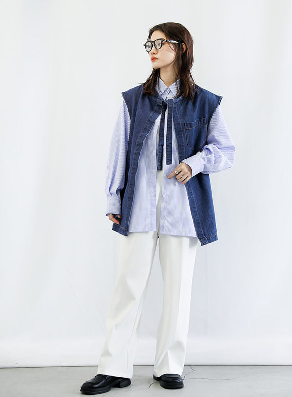 ドロストネックデニムベスト【SALE】