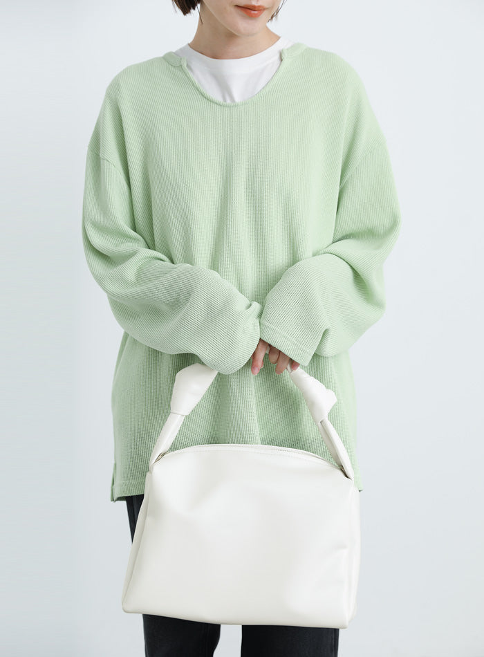 フェイクレザースクエアショルダーバッグ【SALE】