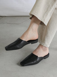 フェイクレザーカーブデザインバブーシュ