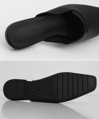 フェイクレザーカーブデザインバブーシュ