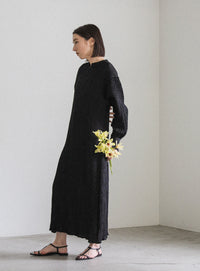 バックリボンクリンクルロングワンピース【SALE】