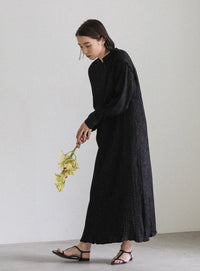 バックリボンクリンクルロングワンピース【SALE】