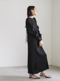 バックリボンクリンクルロングワンピース【SALE】