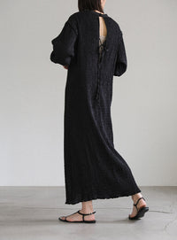 バックリボンクリンクルロングワンピース【SALE】