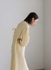 バックリボンクリンクルロングワンピース【SALE】
