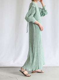 バックリボンクリンクルロングワンピース【SALE】