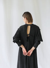 バックリボンクリンクルロングワンピース【SALE】