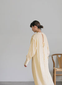 バックリボンクリンクルロングワンピース【SALE】