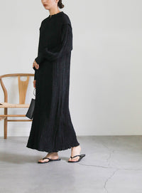 バックリボンクリンクルロングワンピース【SALE】