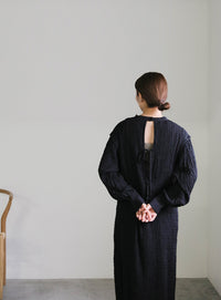 バックリボンクリンクルロングワンピース【SALE】