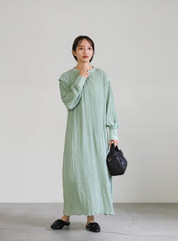バックリボンクリンクルロングワンピース【SALE】