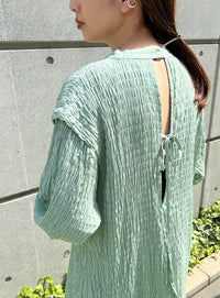 バックリボンクリンクルロングワンピース【SALE】
