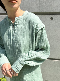 バックリボンクリンクルロングワンピース【SALE】