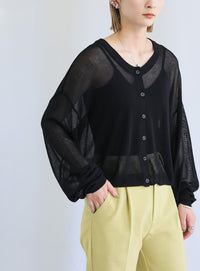 2WAYシアーニットショートカーディガン