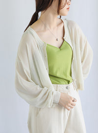 2WAYシアーニットショートカーディガン