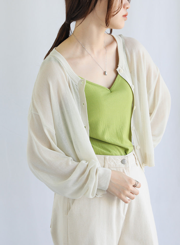 2WAYシアーニットショートカーディガン