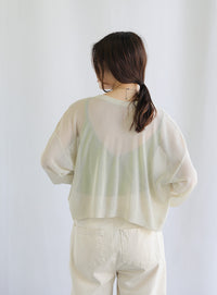 2WAYシアーニットショートカーディガン