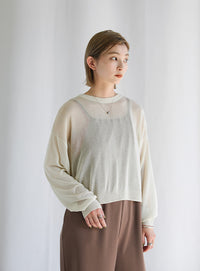 2WAYシアーニットショートカーディガン