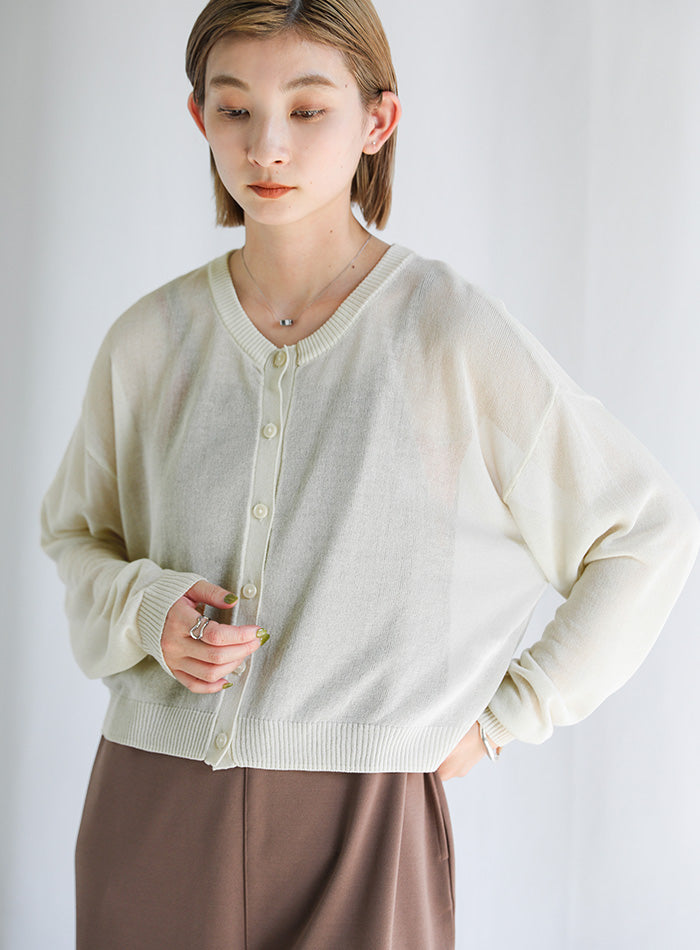 2WAYシアーニットショートカーディガン