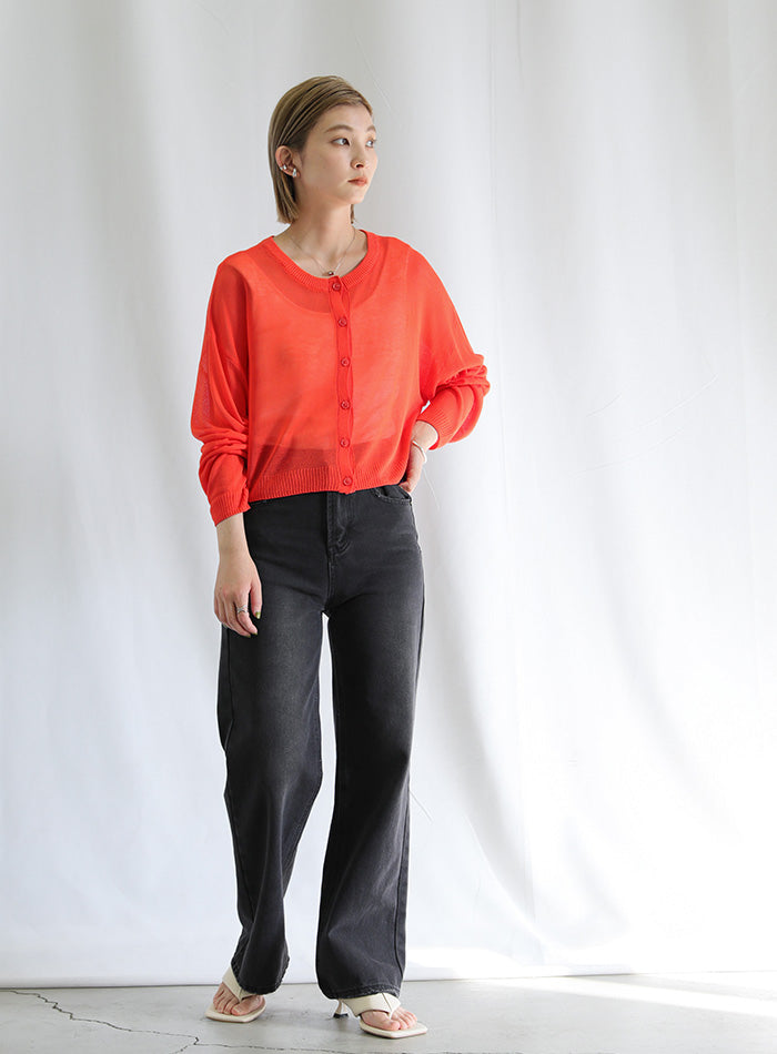 2WAYシアーニットショートカーディガン