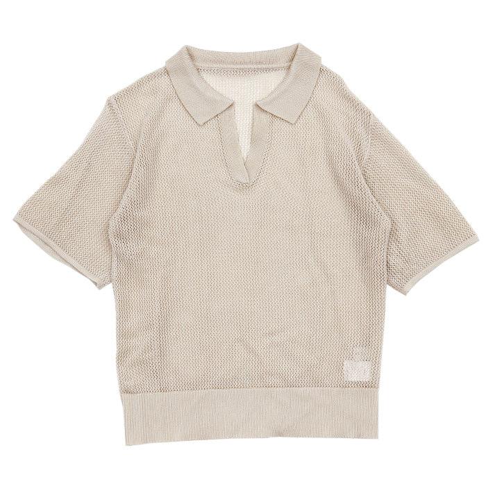 海外輸入】【海外輸入】select MOCA スキッパーメッシュ編みプルオーバー ポロシャツ