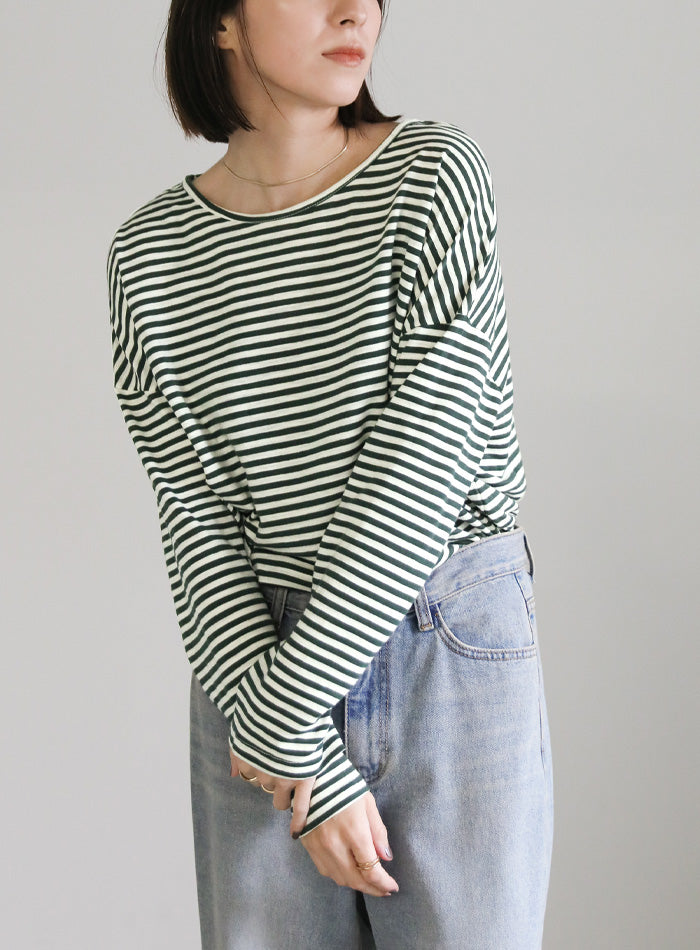 シンプルボーダーロングTシャツ