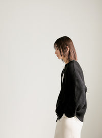 キーネックミックス編みプルオーバー【SALE】