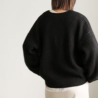 キーネックミックス編みプルオーバー【SALE】