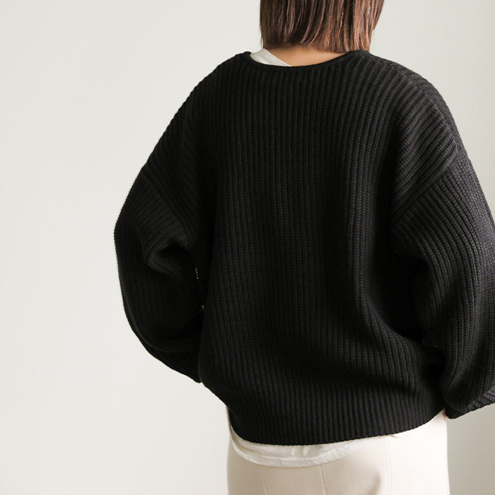 キーネックミックス編みプルオーバー【SALE】