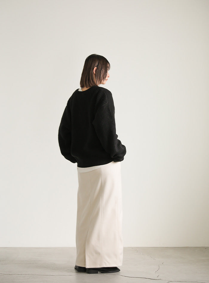キーネックミックス編みプルオーバー【SALE】