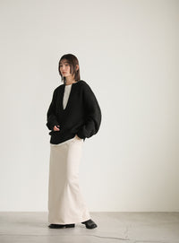 キーネックミックス編みプルオーバー【SALE】