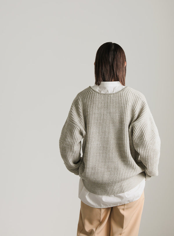 キーネックミックス編みプルオーバー【SALE】