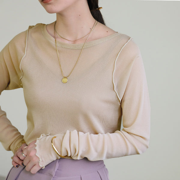 クルーネックリンキングメローシアープルオーバー【SALE】